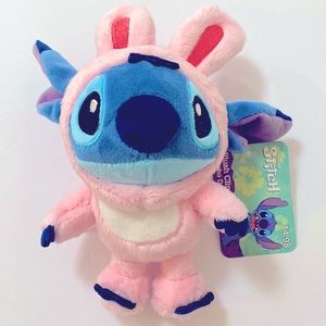 NWT Spring Easter Disney STITCH 6” in Pink Easter Bunny Costume Plush Clip.